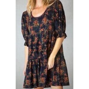 NATURAL LIFE PATTI MINI DRESS IN BLACK FLORAL